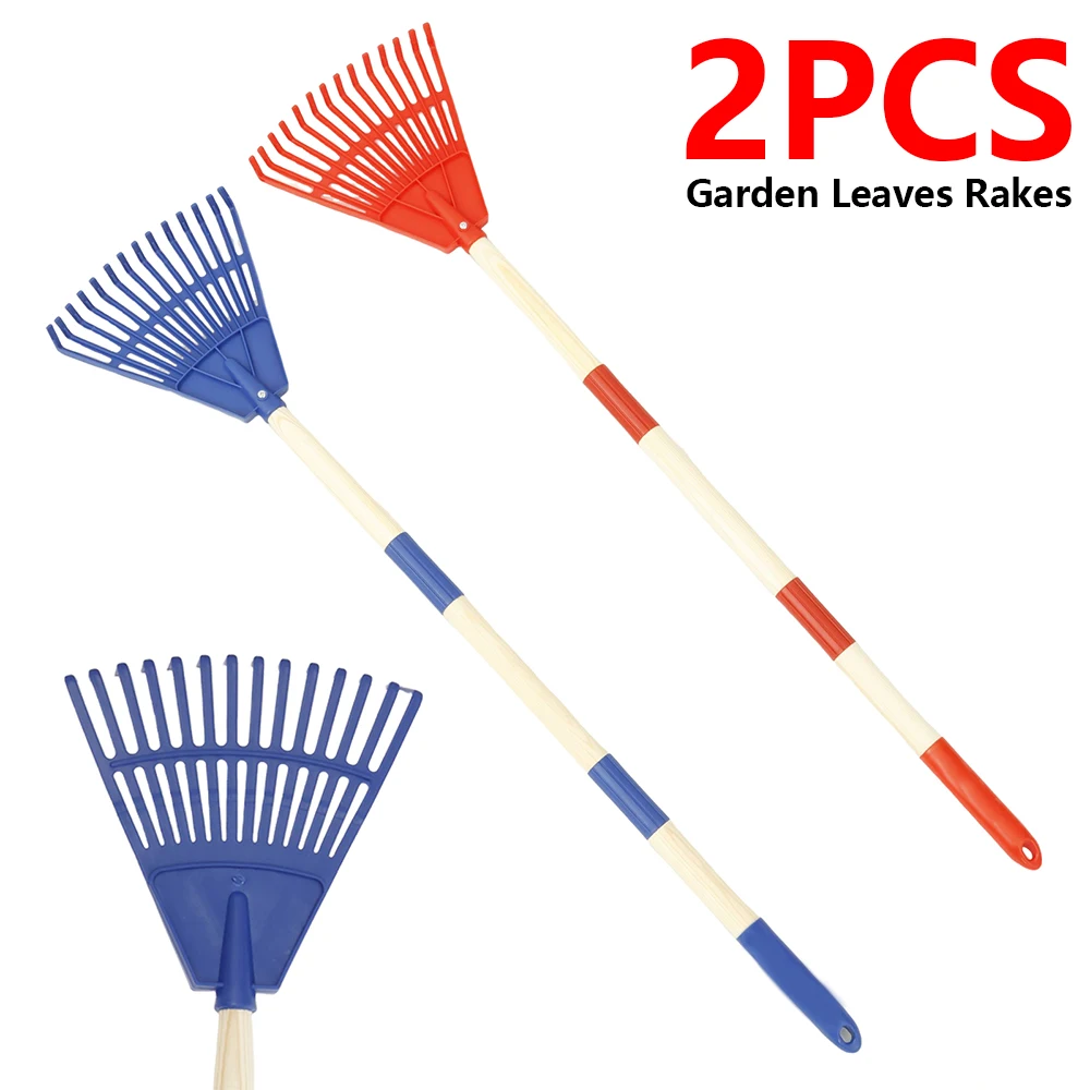 Gardening Tools For 6 Year Old - 2Pcs Kids Leaf Rake Adjustable Garden