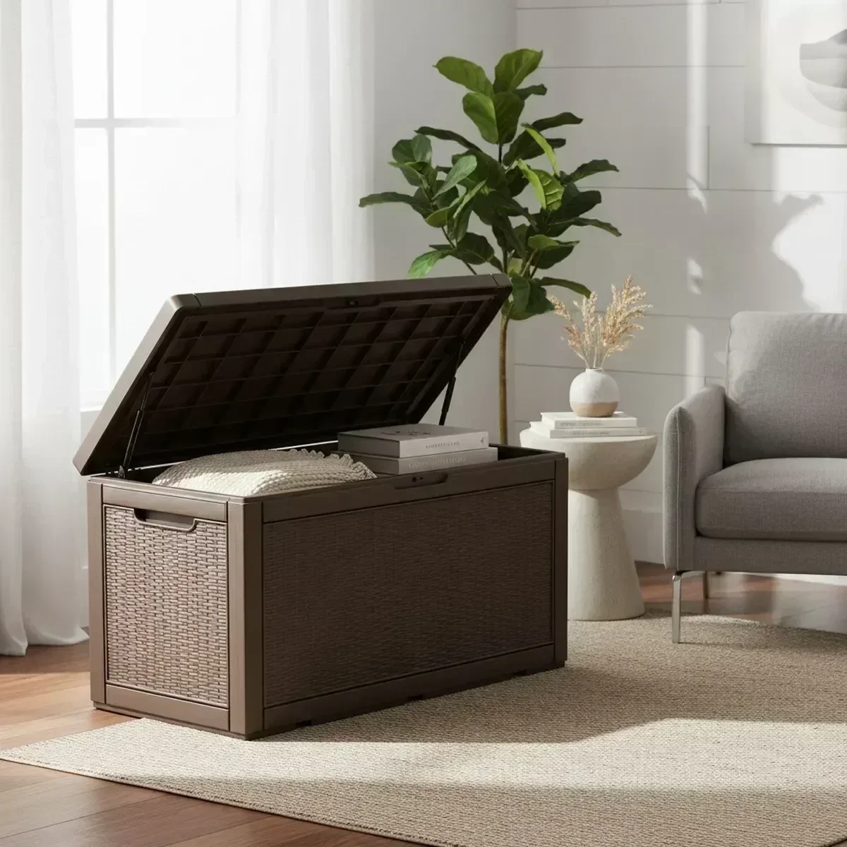 Gardening Tools Storage - Large Outdoor Storage Bench Waterproof Grey