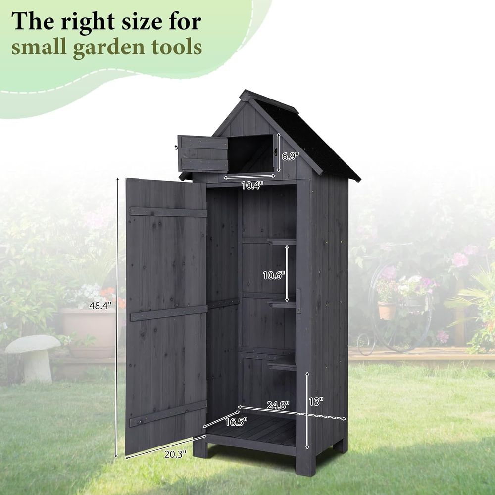 Outdoor Wooden Storage Shed, G - Gardening Tools Storage review and price