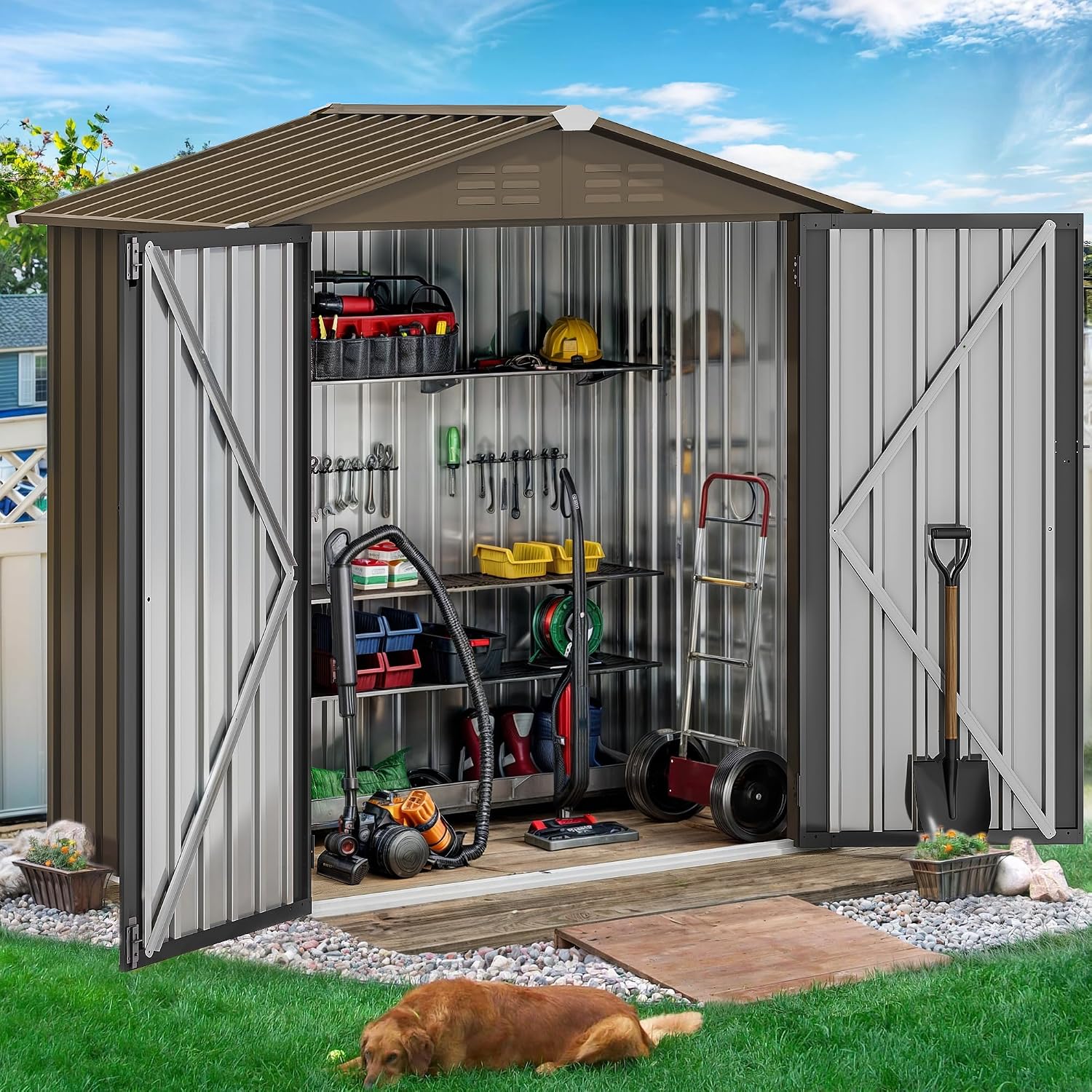 6x4ft Metal Outdoor Storage Sh - Gardening Tools Storage review and price