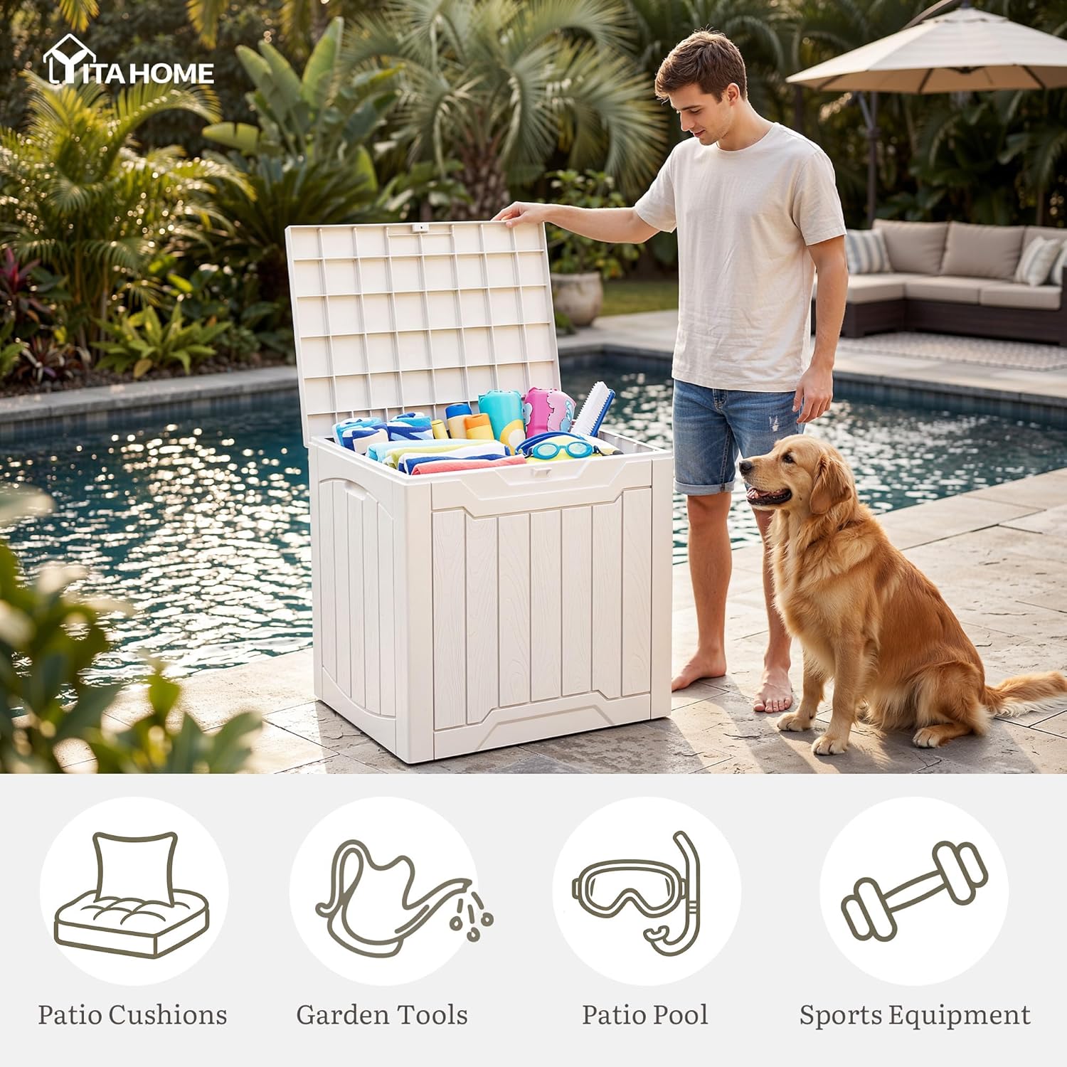 31 Gallon Deck Box Set of 2 Lo - Gardening Tools Storage review and price