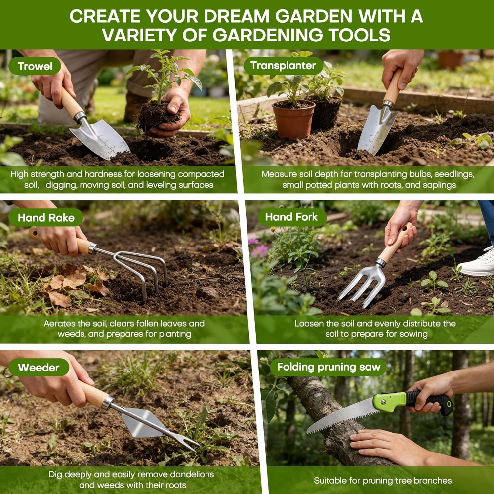 Complete 62-Piece Garden Tool  - Gardening Tools Set Gift review and price