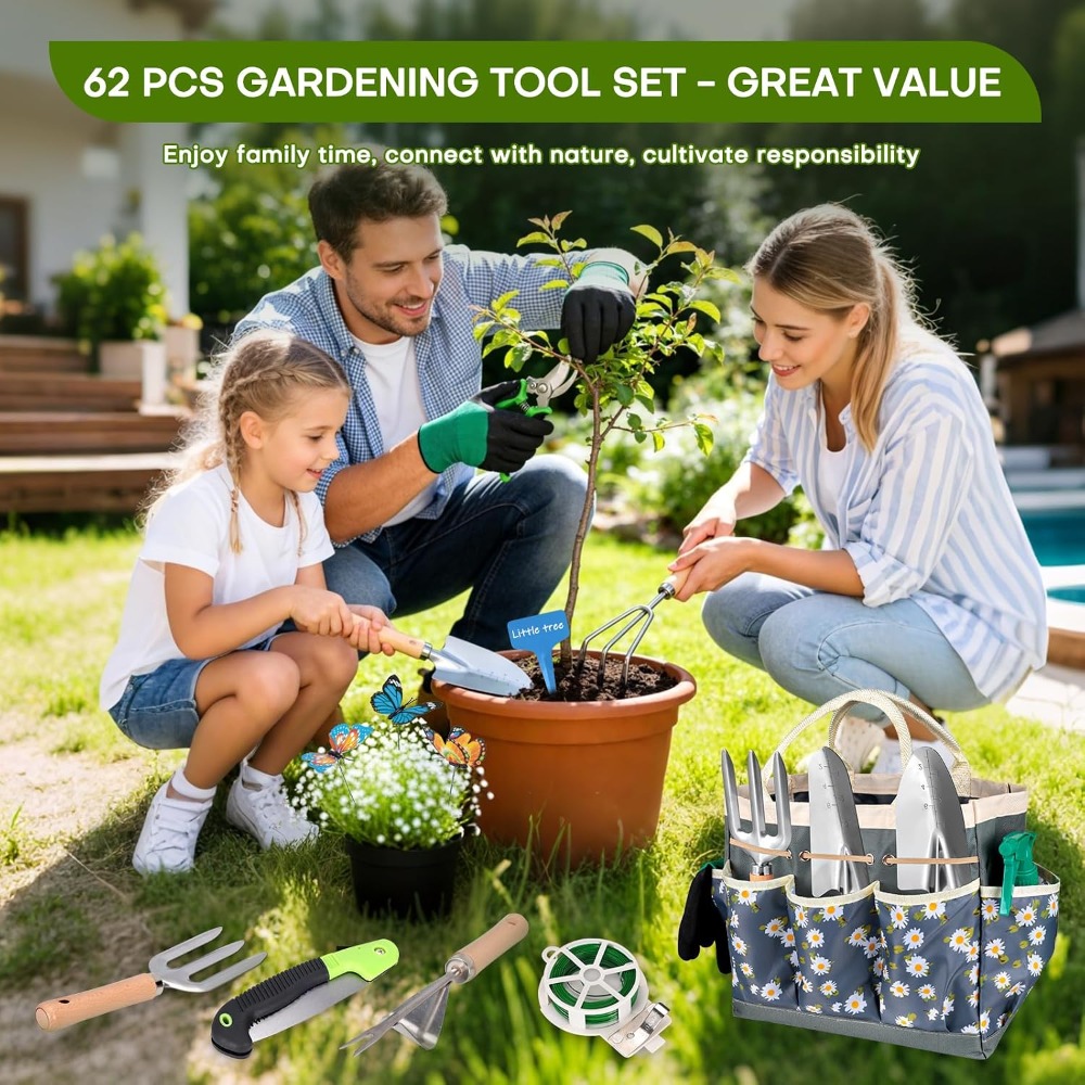 Complete 62-Piece Garden Tool  - Gardening Tools Set Gift review and price