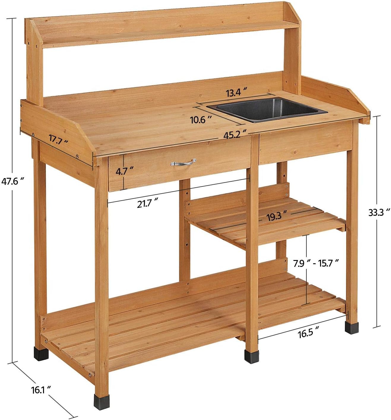 Potting Bench with Sink & Draw - Gardening Tools Storage review and price