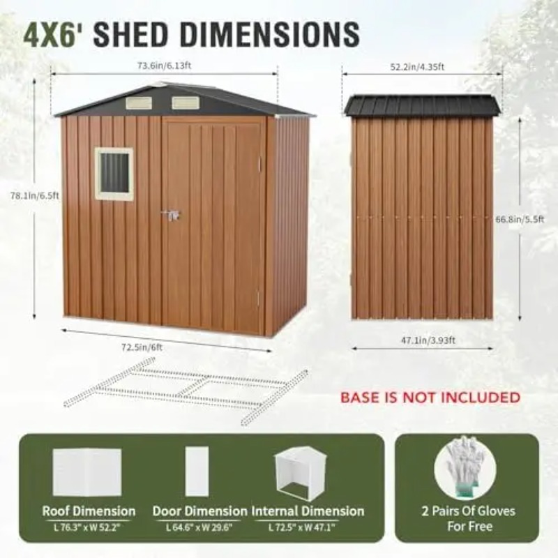 Outdoor Storage Shed 6x4 Ft, L - Gardening Tools Storage review and price